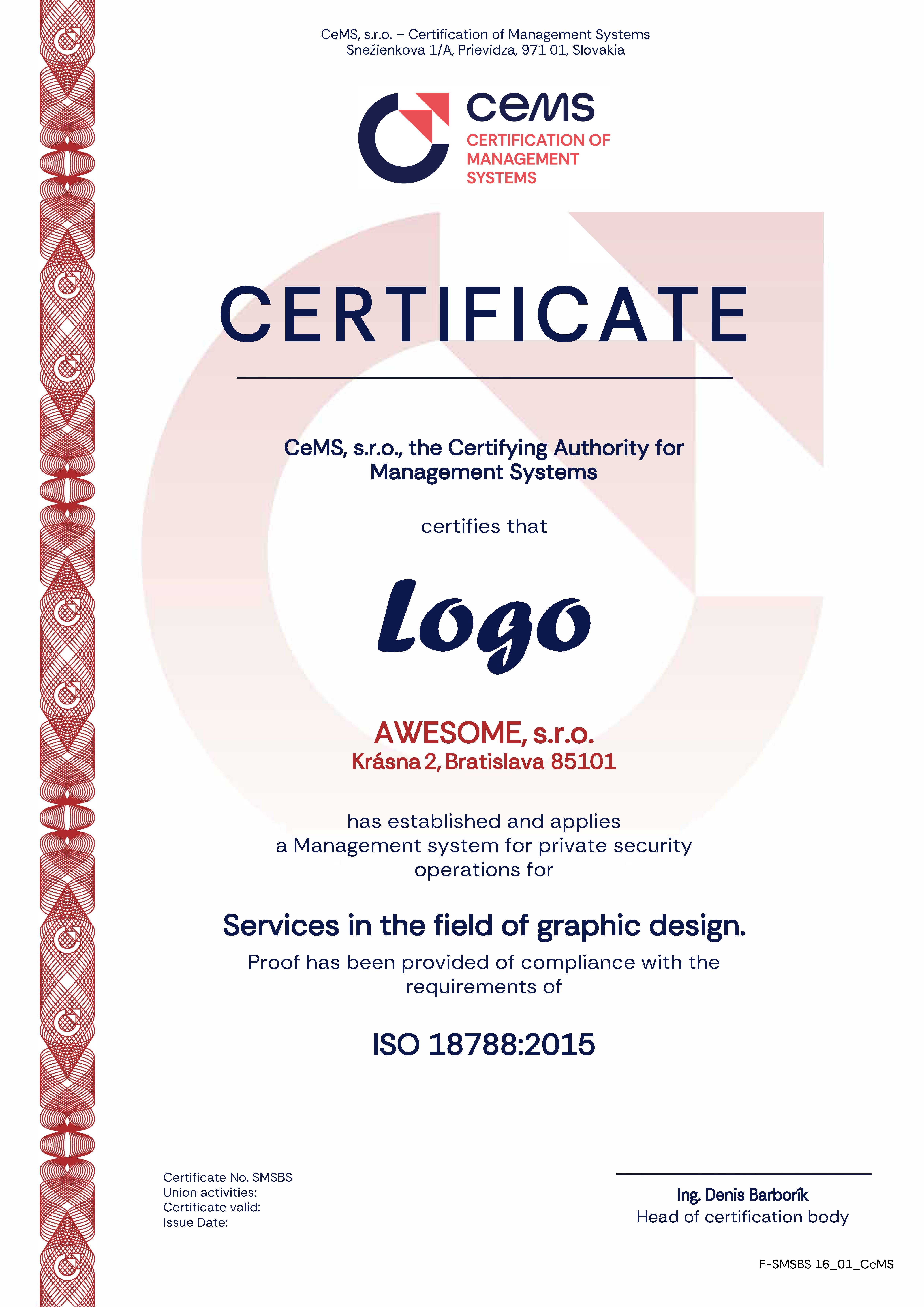 Certificate ISO 41001 by CeMS